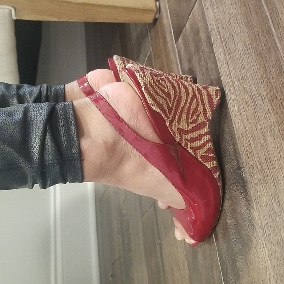 Via spiga red patent leather peep toe heel - Picture 6 of 10